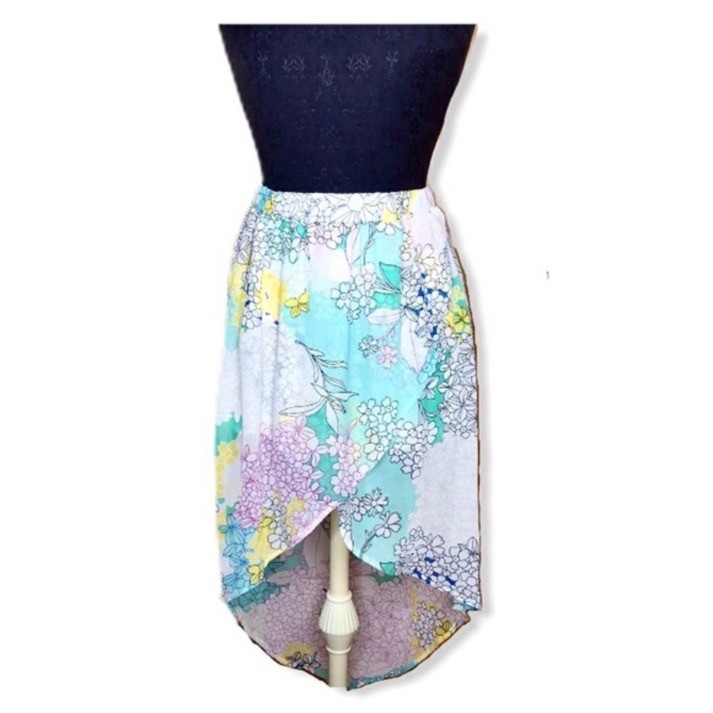 𝅺tulle Boho Floral High Low Skirt